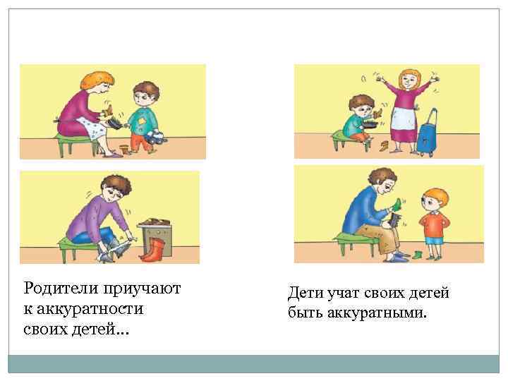 Родители приучают к аккуратности своих детей… Дети учат своих детей быть аккуратными. 