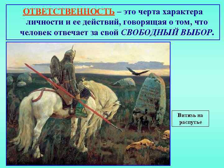 ОТВЕТСТВЕННОСТЬ – это черта характера личности и ее действий, говорящая о том, что человек