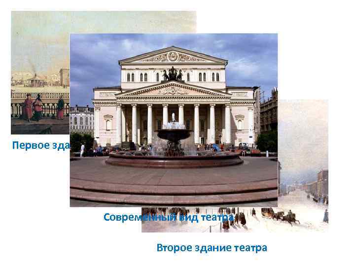 Первое здание театра Современный вид театра Второе здание театра 