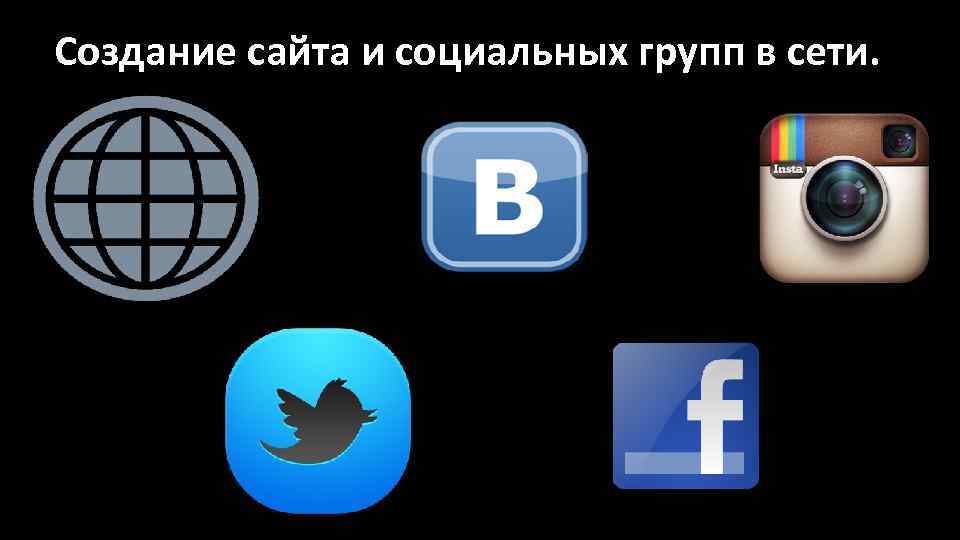 Создание сайта и социальных групп в сети. 