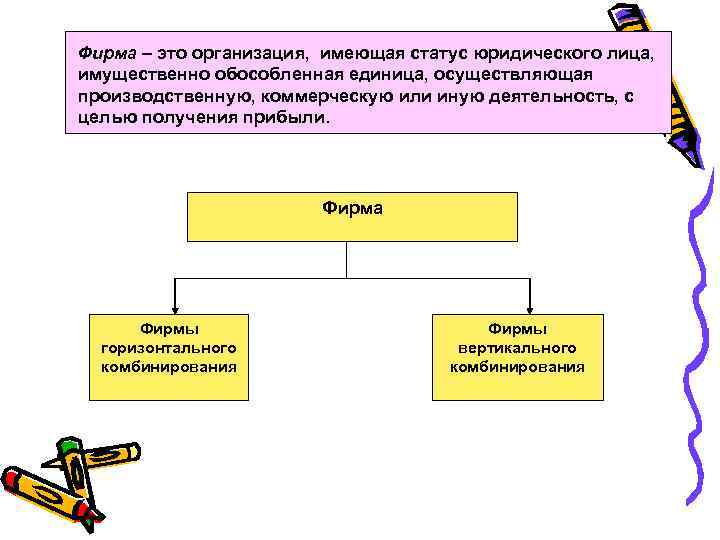 Фирма – это организация, имеющая статус юридического лица, имущественно обособленная единица, осуществляющая производственную, коммерческую