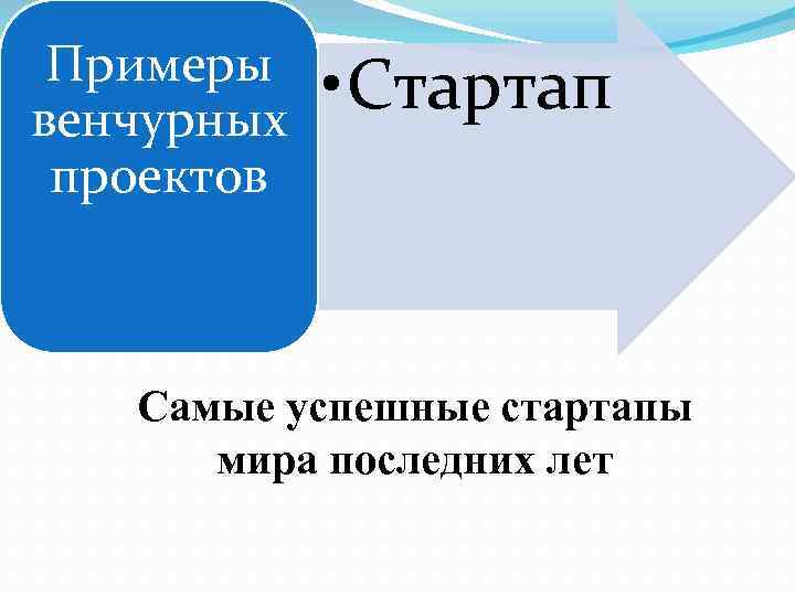 Примеры венчурных проектов • Стартап Самые успешные стартапы мира последних лет 