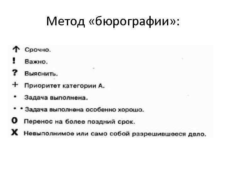 Метод «бюрографии» : 