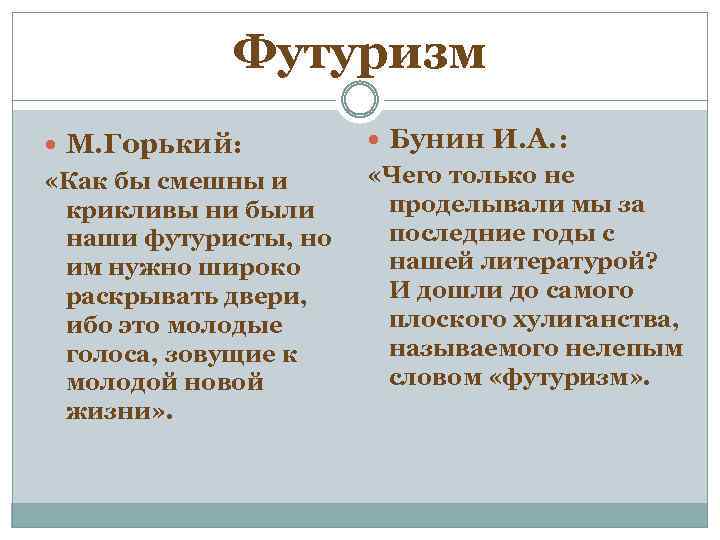 Футуризм М. Горький: «Как бы смешны и крикливы ни были наши футуристы, но им
