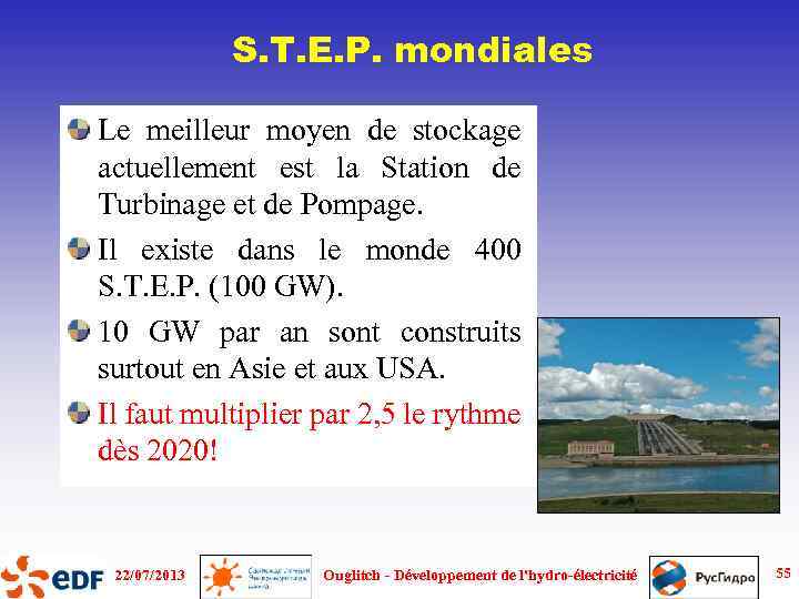 S. T. E. P. mondiales Le meilleur moyen de stockage actuellement est la Station