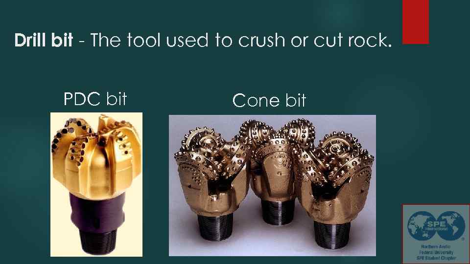 Drill bit - The tool used to crush or cut rock. PDC bit Cone