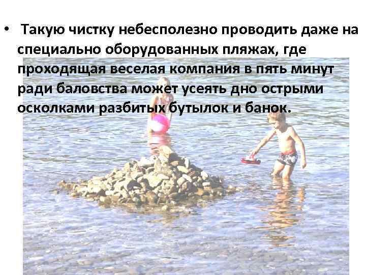  • Такую чистку небесполезно проводить даже на специально оборудованных пляжах, где проходящая веселая