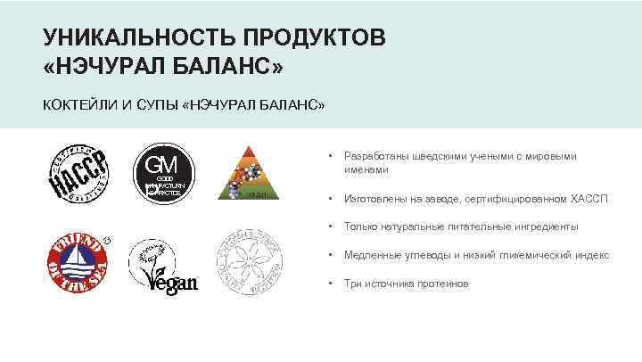 УНИКАЛЬНОСТЬ ПРОДУКТОВ «НЭЧУРАЛ БАЛАНС» КОКТЕЙЛИ И СУПЫ «НЭЧУРАЛ БАЛАНС» GM P GO OD M