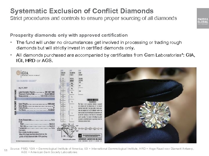 Systematic Exclusion of Conflict Diamonds Strict procedures and controls to ensure proper sourcing of