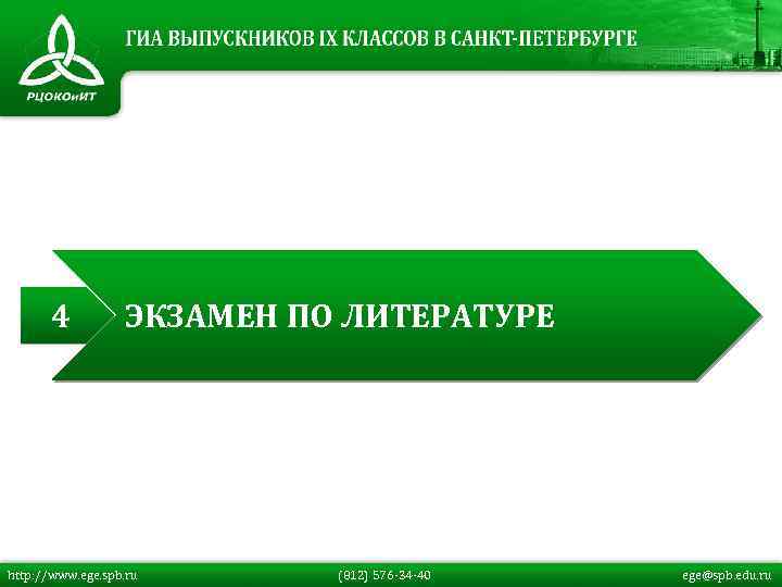 4 ЭКЗАМЕН ПО ЛИТЕРАТУРЕ http: //www. ege. spb. ru (812) 576 -34 -40 ege@spb.