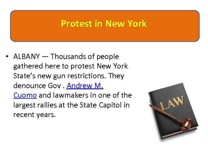 Protest in New York • ALBANY — Thousands of people gathered here to protest