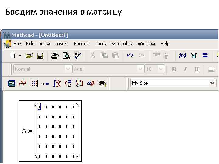 Вводим значения в матрицу 