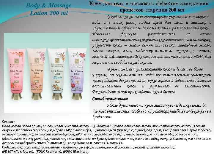 Body & Massage Lotion 200 ml Крем для тела и массажа с эффектом замедления