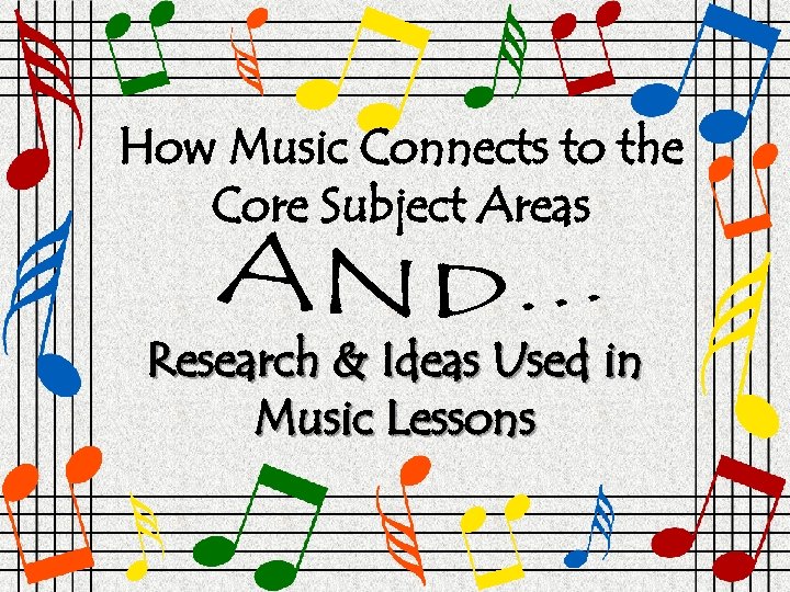 How Music Connects to the Core Subject Areas Research & Ideas Used in Music