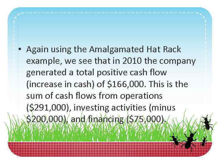  • Again using the Amalgamated Hat Rack example, we see that in 2010