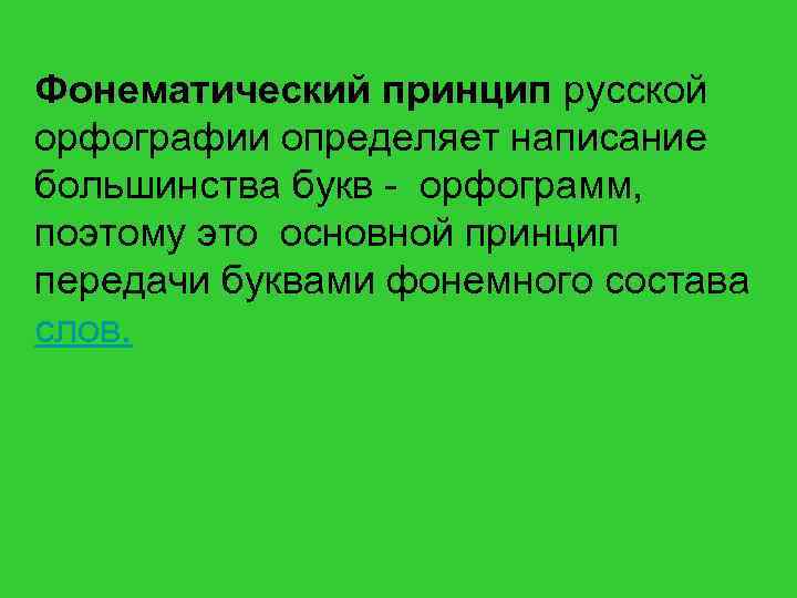 Основный принципы русской орфографии