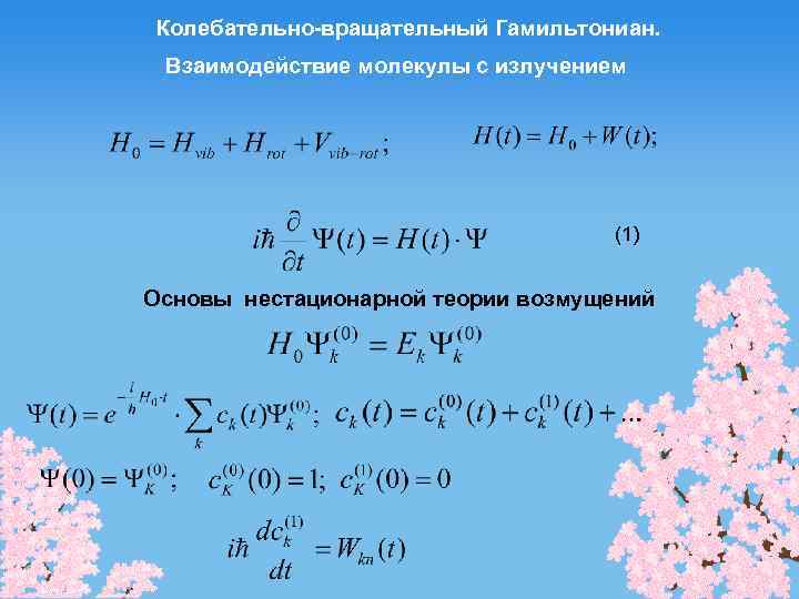 Колебательно-вращательный Гамильтониан. Взаимодействие молекулы с излучением (1) Основы нестационарной теории возмущений 