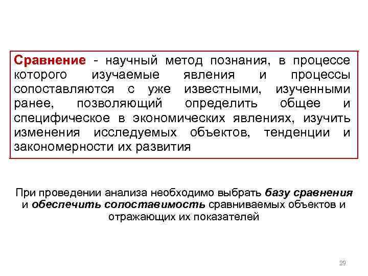 Сравнение научный метод познания, в процессе Сравнение которого изучаемые явления и процессы сопоставляются с
