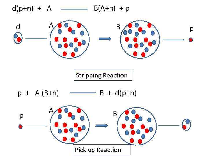 d(p+n) + A d A B(A+n) + p B Stripping Reaction p + A