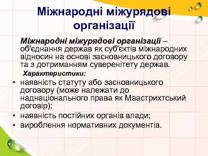 Міжнародні міжурядові організації – об'єднання держав як суб'єктів міжнародних відносин на основі засновницького договору