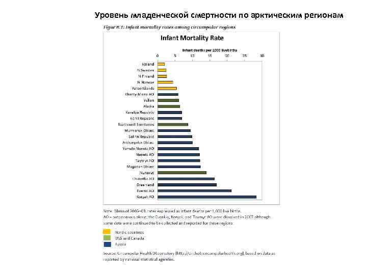 Уровень младенческой смертности по арктическим регионам 