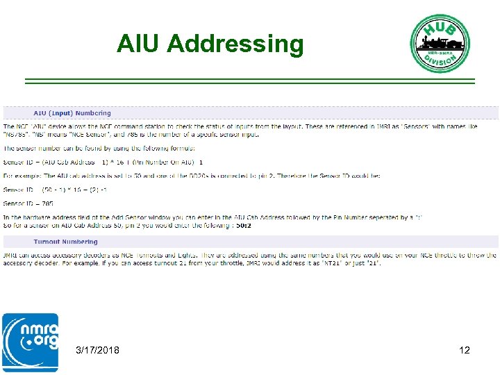 AIU Addressing 3/17/2018 12 