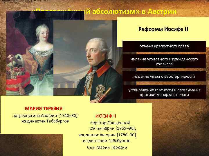  «Просвещённый абсолютизм» в Австрии Реформы Иосифа II отмена крепостного права издание уголовного и
