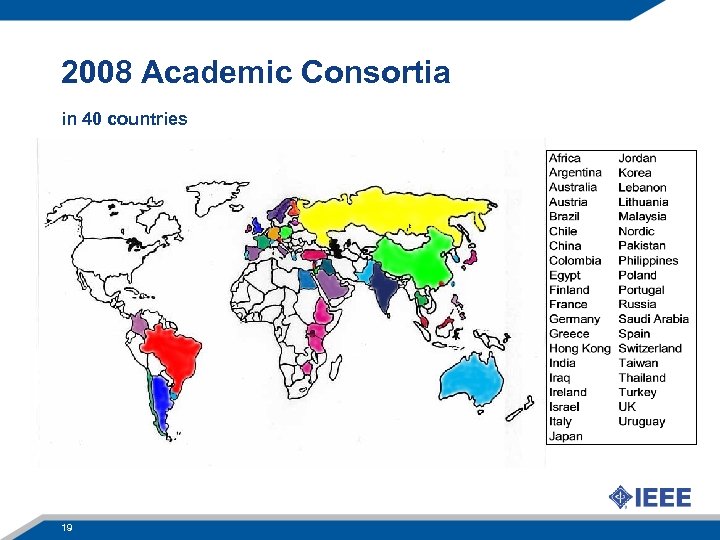 2008 Academic Consortia in 40 countries 19 