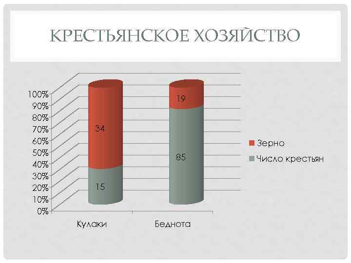 КРЕСТЬЯНСКОЕ ХОЗЯЙСТВО 100% 90% 80% 70% 60% 50% 40% 30% 20% 10% 0% 19