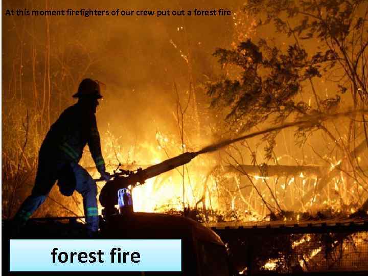 At this moment firefighters of our crew put out a forest fire 
