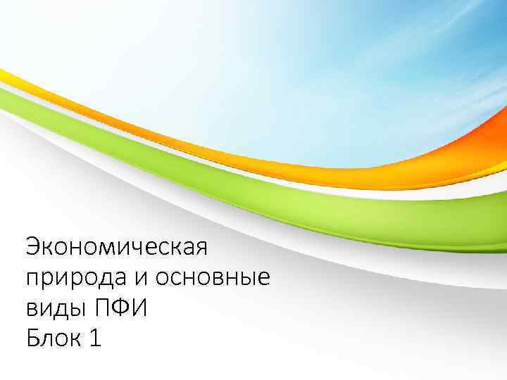 Экономическая природа и основные виды ПФИ Блок 1 
