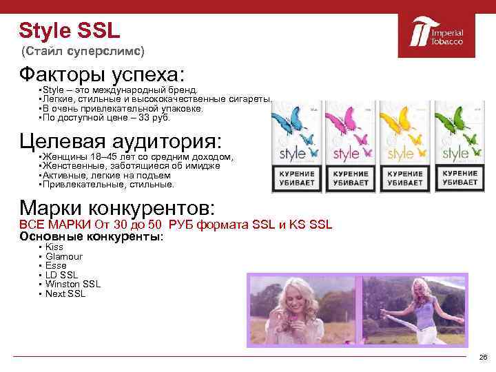 Style SSL (Стайл суперслимс) Факторы успеха: §Style – это международный бренд. §Легкие, стильные и
