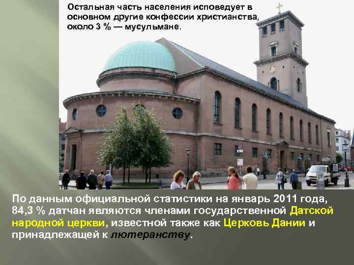 Остальная часть населения исповедует в основном другие конфессии христианства, около 3 % — мусульмане.