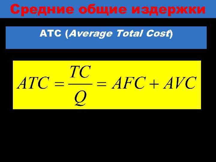 Средние общие издержки АТС (Average Total Cost) 