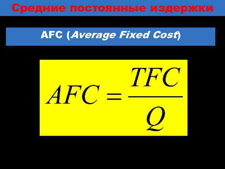 Средние постоянные издержки AFC (Average Fixed Cost) 