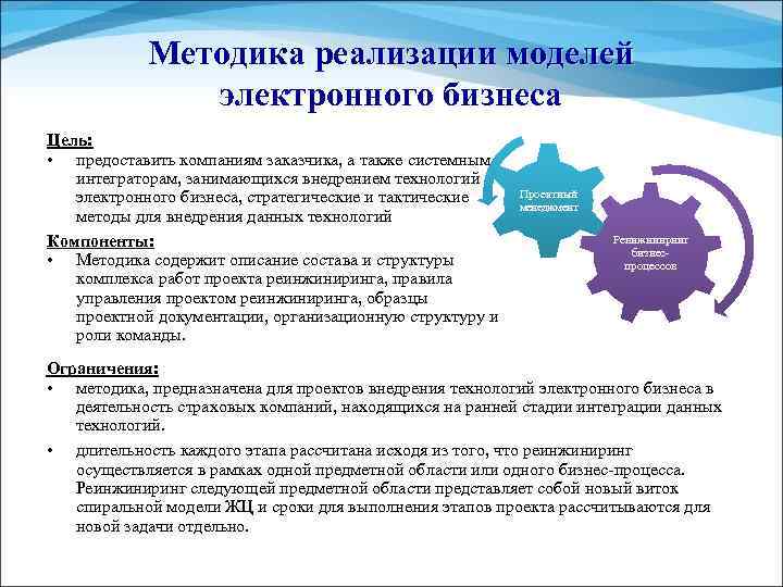 Методика реализации моделей электронного бизнеса Цель: • предоставить компаниям заказчика, а также системным интеграторам,