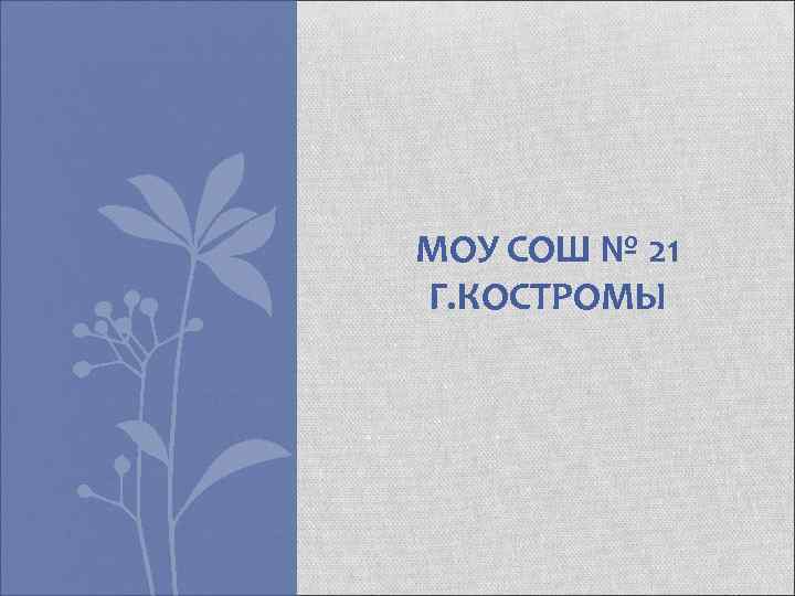 МОУ СОШ № 21 Г. КОСТРОМЫ 