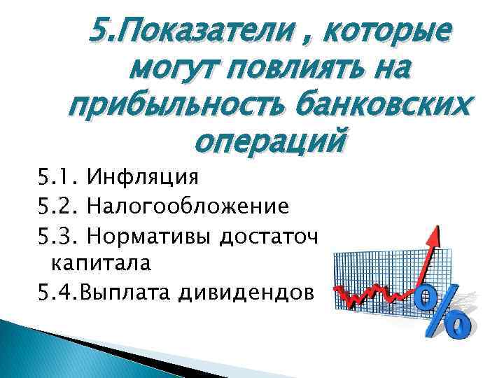 5. Показатели , которые могут повлиять на прибыльность банковских операций 5. 1. Инфляция 5.