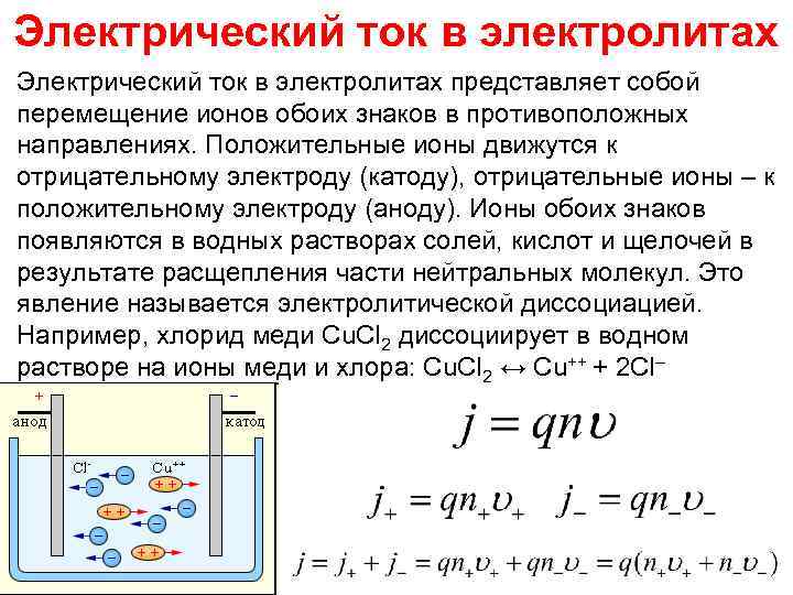 Электролит носители заряда. Электрический ток в электролитах конспект кратко. Эл ток в электролитах формула.