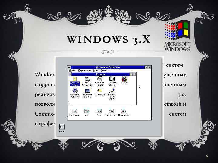 WINDOWS 3. Х Общее название поколения операционных систем Windows от компании Microsoft, выпущенных с