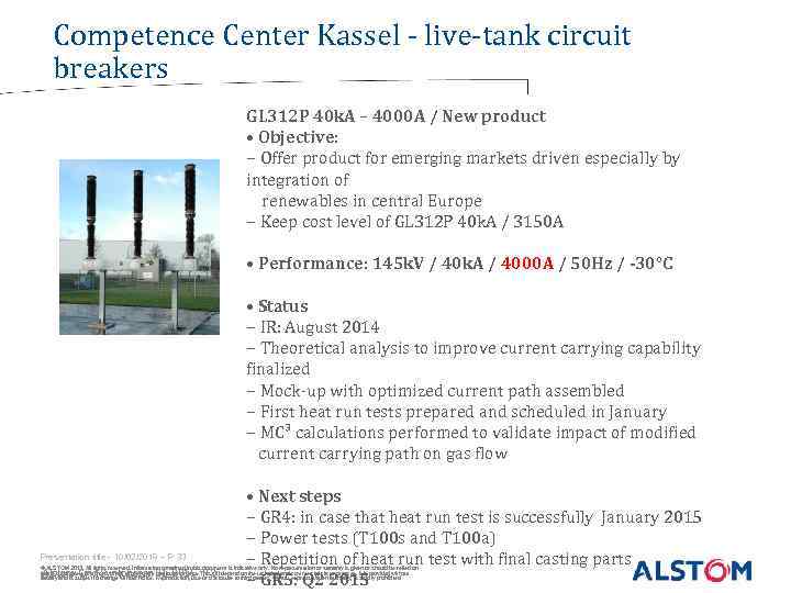 Competence Center Kassel - live-tank circuit breakers GL 312 P 40 k. A –