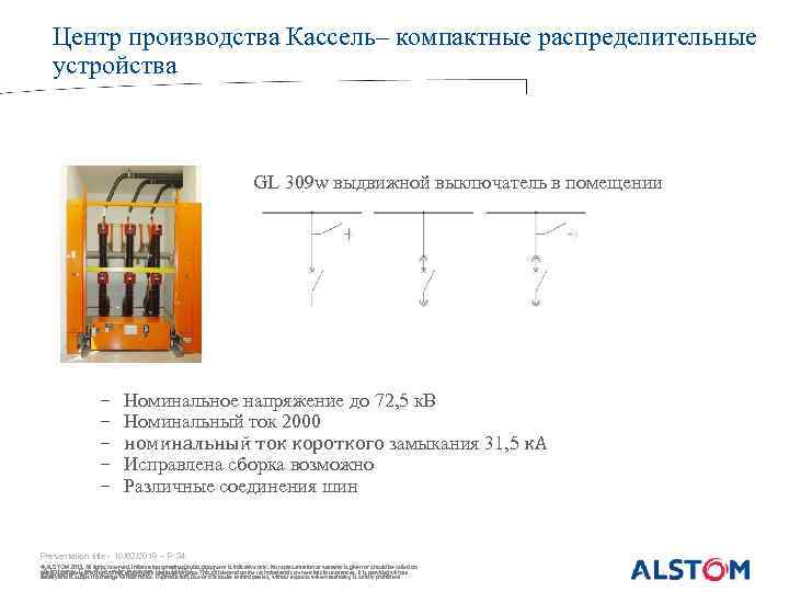 Центр производства Кассель– компактные распределительные устройства GL 309 w выдвижной выключатель в помещении −