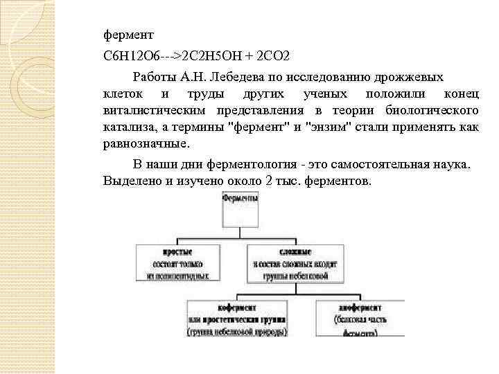 фермент C 6 H 12 O 6 --->2 C 2 H 5 OH +