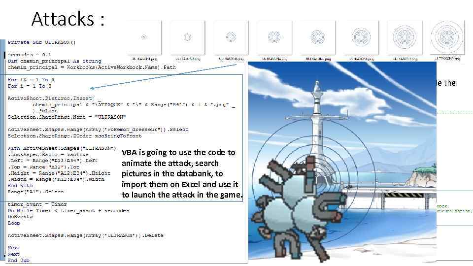Attacks : During your turn, an User form is opened by the Program. You