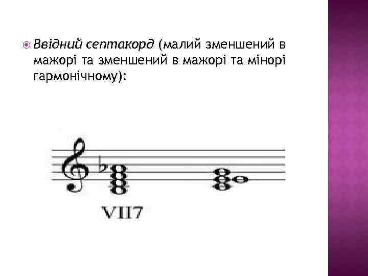  Ввідний септакорд (малий зменшений в мажорі та мінорі гармонічному): 