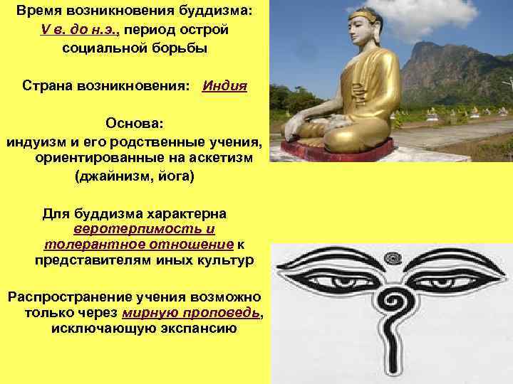 Время возникновения буддизма: V в. до н. э. , период острой социальной борьбы Страна