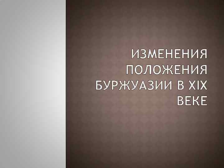 ИЗМЕНЕНИЯ ПОЛОЖЕНИЯ БУРЖУАЗИИ В XIX ВЕКЕ 