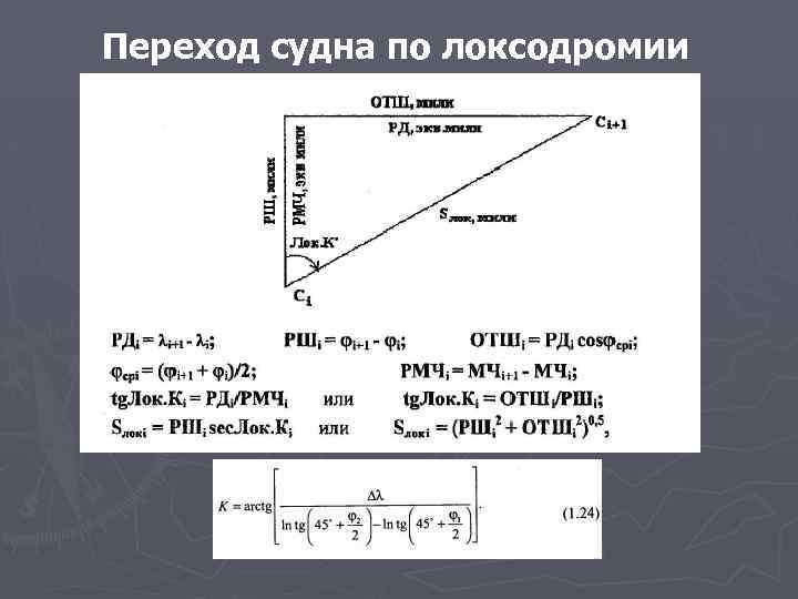 Переход судна по локсодромии 
