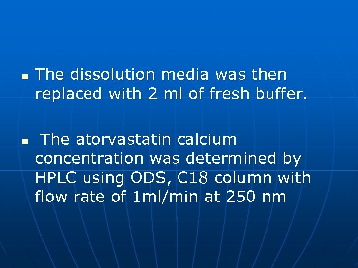 n n The dissolution media was then replaced with 2 ml of fresh buffer.