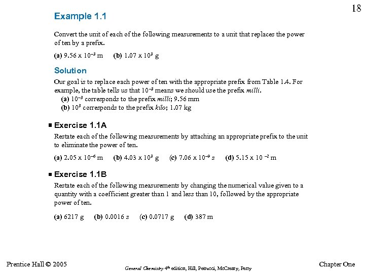 18 Example 1. 1 Convert the unit of each of the following measurements to